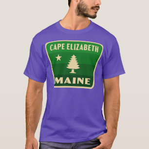 Cape Elizabeth Maine Retro Pine Abzeichen Green T-Shirt