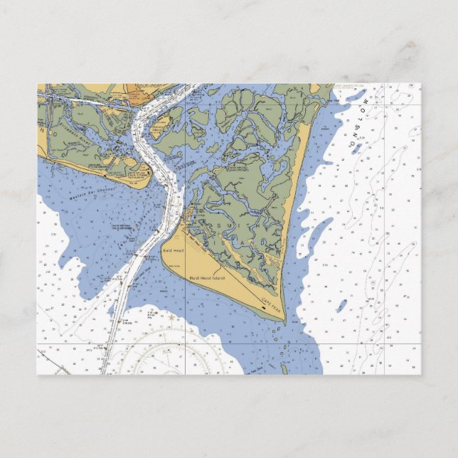 Cape Fear, NC Nautical Chart Postcard Postkarte (Vorderseite)