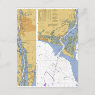 Cape Fear River, NC Nautical Chart Postcard Postkarte