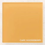 Cape Gooseberry, gelbe Farbe Glasuntersetzer<br><div class="desc">Cape Gooseberry,  auch bekannt als Physalis,  ist eine Pflanze der Nachthemden,  deren Beeren in einem Schutzpapierkalyx wachsen. Die warme,  gelbe Farbe der Beere verleiht hier einem der charakteristischen Farbtöne der Nomencolor ihren Namen.</div>