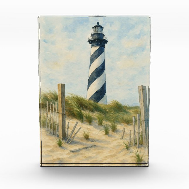 Cape Hatteras Leuchtturm Aquarell Fotoblock (Vorderseite)