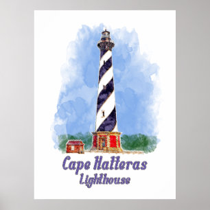 Cape Hatteras Leuchtturm Aquarell North Carolina Poster