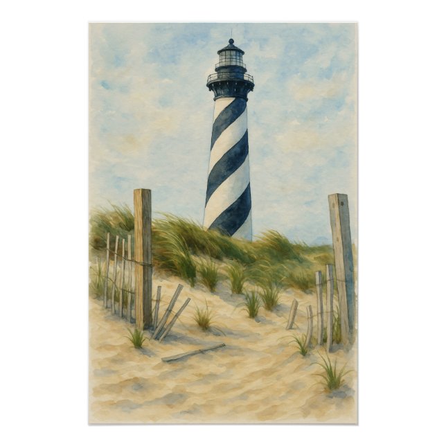 Cape Hatteras Leuchtturm Aquarell Poster (Vorderseite)