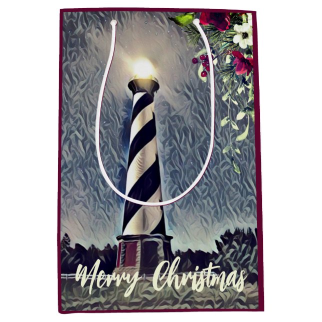 Cape Hatteras Lighthouse Äußere Banken OBX Weihnac Mittlere Geschenktüte (Vorderseite)