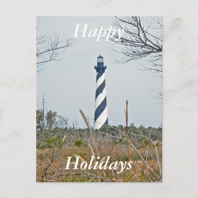 Cape Hatteras Lighthouse Happy Holidays Feiertagspostkarte (Vorderseite)