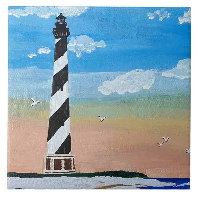 Cape Hatteras Lighthouse Malerei Fliese (Vorderseite)