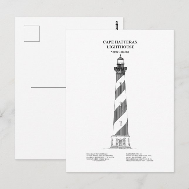 Cape Hatteras Lighthouse - North Carolina - BD Postkarte (Vorne/Hinten)