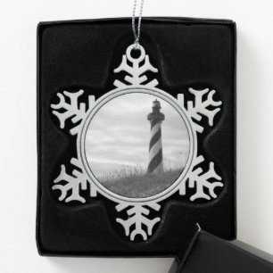 Cape Hatteras Lighthouse Schneeflocken Zinn-Ornament