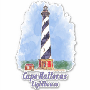 Cape Hatteras Lighthouse Watercolor North Carolina Aufkleber