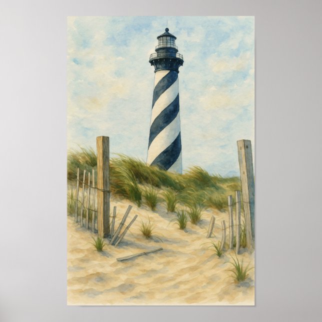 Cape Hatteras Lighthouse Watercolor Poster (Vorne)
