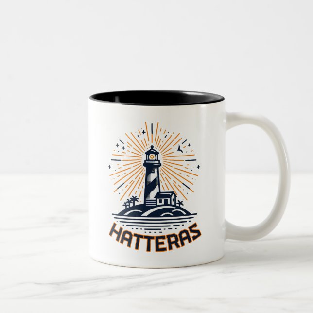 Cape Hatteras North Carolina Leuchtturm Sunrise Zweifarbige Tasse (Rechts)