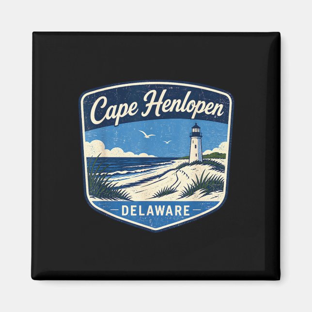 Cape Henlopen Delaware Leuchtturm Strand Ozean Magnet (Vorne)