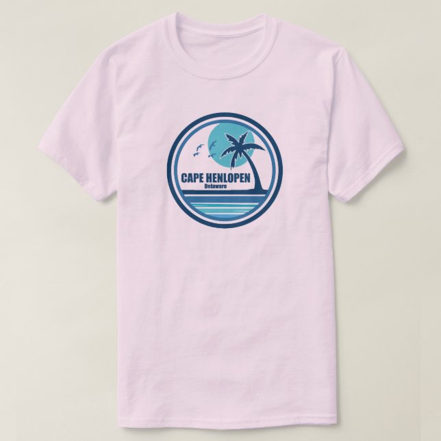 Cape Henlopen Delaware Palm Tree Birds T-Shirt (Design vorne)