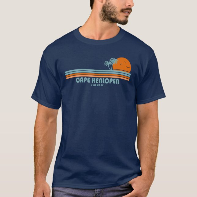 Cape Henlopen Delaware Sun Palm Trees T-Shirt (Vorderseite)