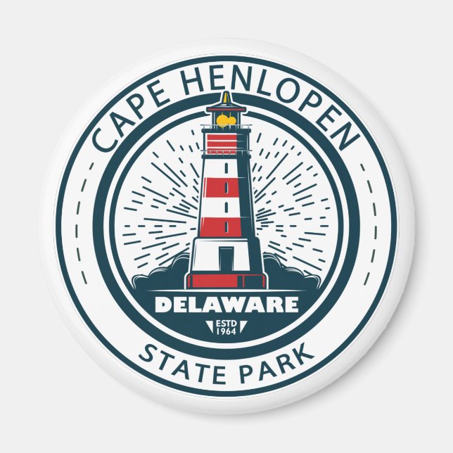 Cape Henlopen Staat Park Delaware Abzeichen Magnet (Vorne)