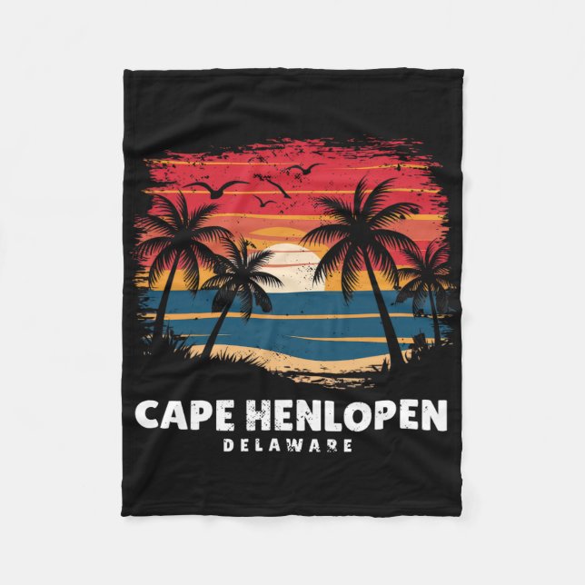 Cape Henlopen State Park Delaware Surfer Retro Fleecedecke (Vorderseite)