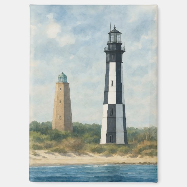 Cape Henry Leuchttürme Magnet (Vorderseite)