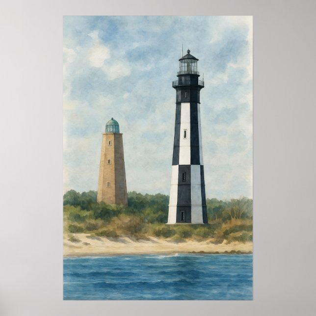 Cape Henry Leuchttürme Poster (Vorne)