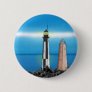 Cape Henry Lighthouse in der Nacht Button