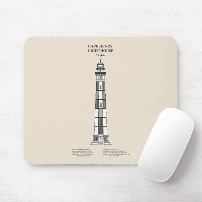 Cape Henry Lighthouse - Virginia - SBD Mousepad (Mit Mouse)