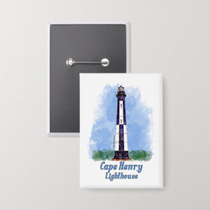 Cape Henry Lighthouse Watercolor - Virginia Button