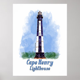 Cape Henry Lighthouse Watercolor - Virginia Poster