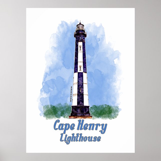 Cape Henry Lighthouse Watercolor - Virginia Poster (Vorne)