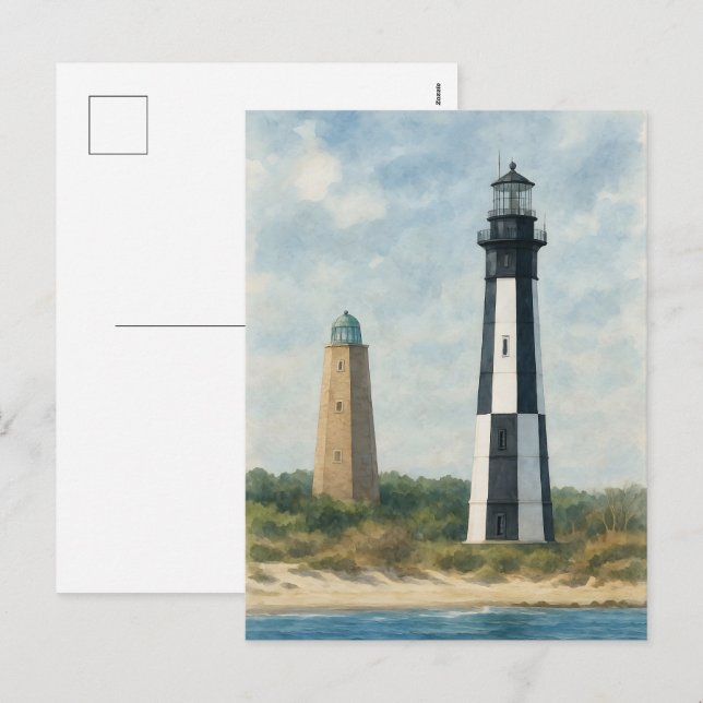 Cape Henry Lighthouses Feiertagspostkarte (Vorne/Hinten)