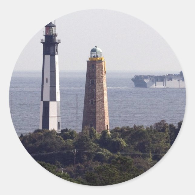 Cape Henry Lighthouses Runder Aufkleber (Vorderseite)