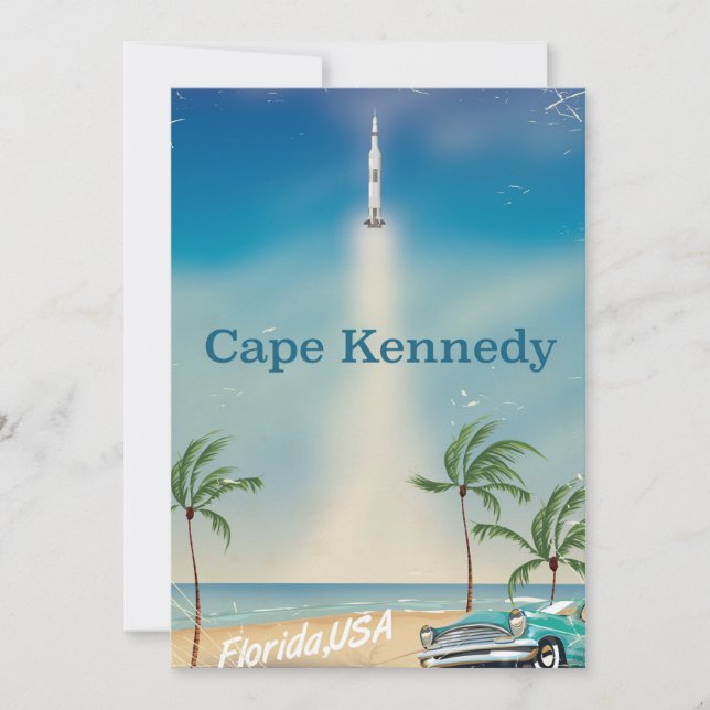 Cape Kennedy Vintag Saturn fünf Raketenposter (Vorderseite)