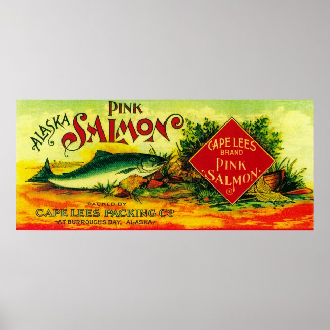 Cape Lees Lachs Can LabelBurroughs Bay, AK Poster (Vorne)