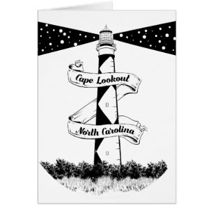 Cape Lookout Leuchtturm Schwarz-Weiß