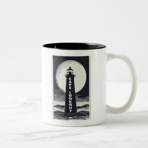 Cape Lookout Lighthouse North Carolina Moon Zweifarbige Tasse