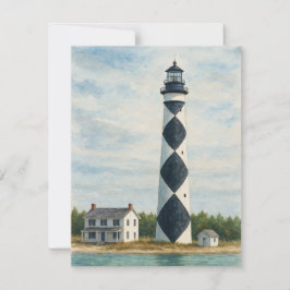 Cape Lookout Lighthouse Wasserfarbe Mitteilungskarte