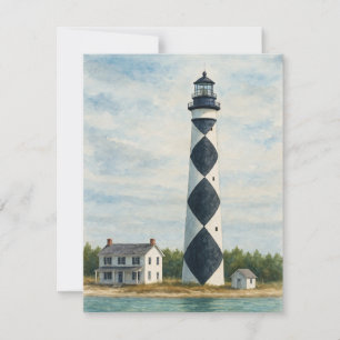 Cape Lookout Lighthouse Wasserfarbe Mitteilungskarte