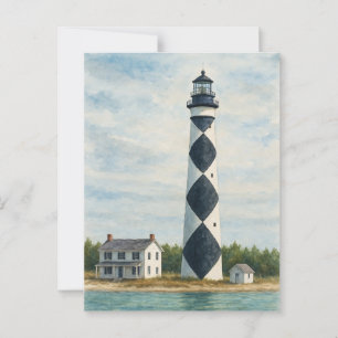 Cape Lookout Lighthouse Wasserfarbe Postkarte