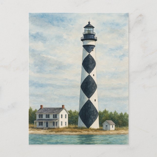 Cape Lookout Lighthouse Wasserfarbe Postkarte (Vorderseite)
