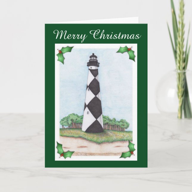 Cape Lookout Lighthouse Weihnachtskarte Feiertagskarte (Vorderseite)
