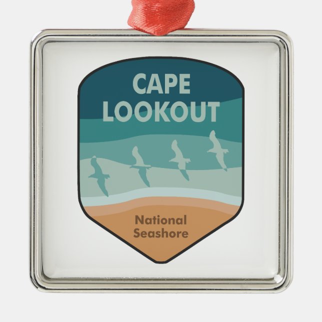 Cape Lookout National Seashore Seagulas Ornament Aus Metall (Vorne)