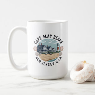 Cape May Beach Retro Vignette Kaffeetasse