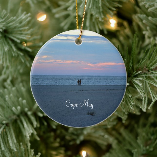 Cape May Beach Sunset Keramik Ornament (Baum)