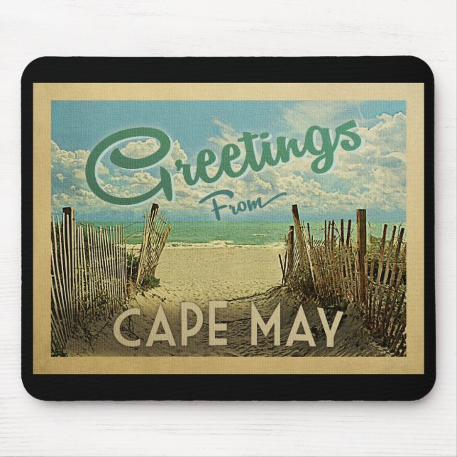 Cape May Beach Vintage Travel Mousepad (Vorne)