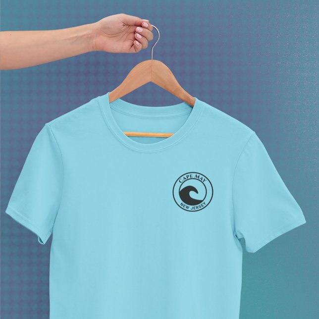 Cape May Black Ocean Wave Circle Design T-Shirt (Von Creator hochgeladen)