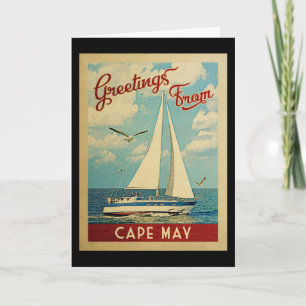 Cape May Grußkarte Segelboot Vintage New Jersey Karte