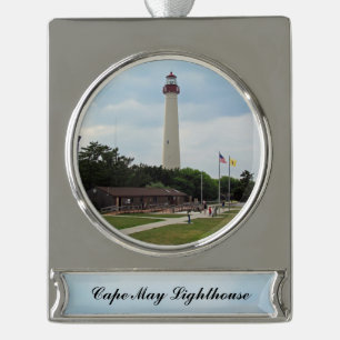 Cape May Leuchtturm Banner-Ornament Silber