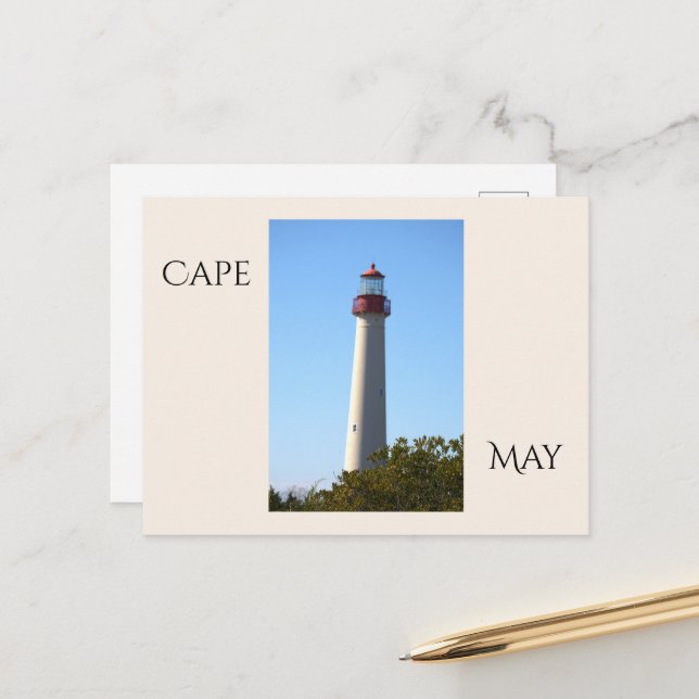 Cape May Leuchtturm Postkarte (Vorderseite/Rückseite Beispiel)