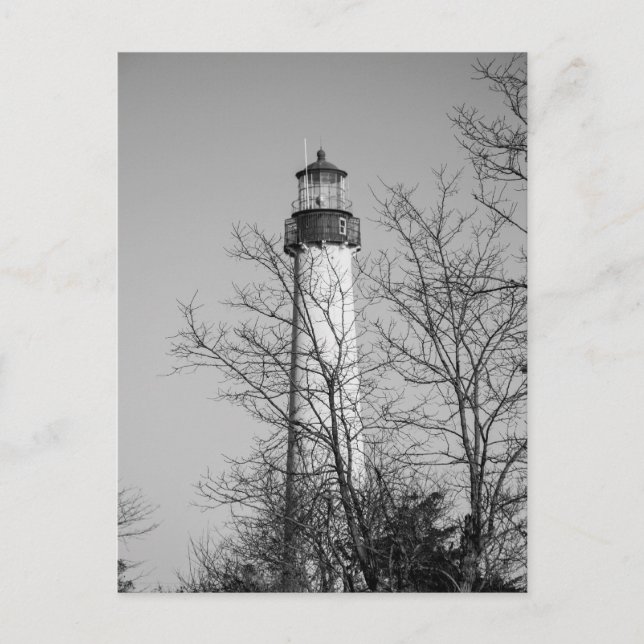 Cape May Light b/w Postkarte (Vorderseite)