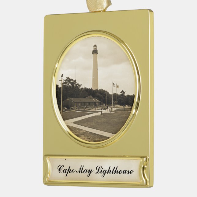 Cape May Lighthouse Banner-Ornament Gold (Links)