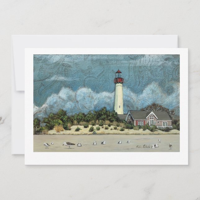 Cape May Lighthouse Painting, New Jersey Einladung (Vorderseite)