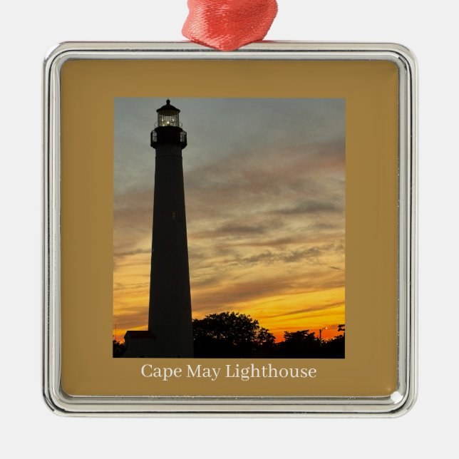 Cape May Lighthouse Sunset Ornament  Aus Metall (Vorne)